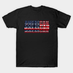 Patriotic American Flag Typography for Men, Women & Kids" T-Shirt
